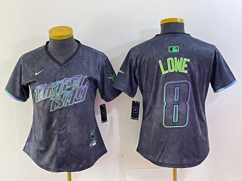 Womens Tampa Bay Rays #8 Brandon Lowe Charcoal 2024 City Connect Limited Cool Base Jersey